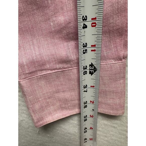 Steven Azzolina Studio Collection 100% Linen Pink Men LS Button Up Medium EUC - Picture 8 of 10